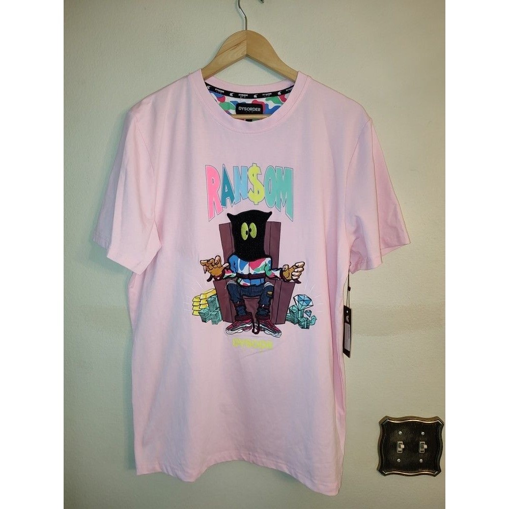 New with tags Men's Dysorder LTD RAN$OM Light Pink T Shirt Size Large